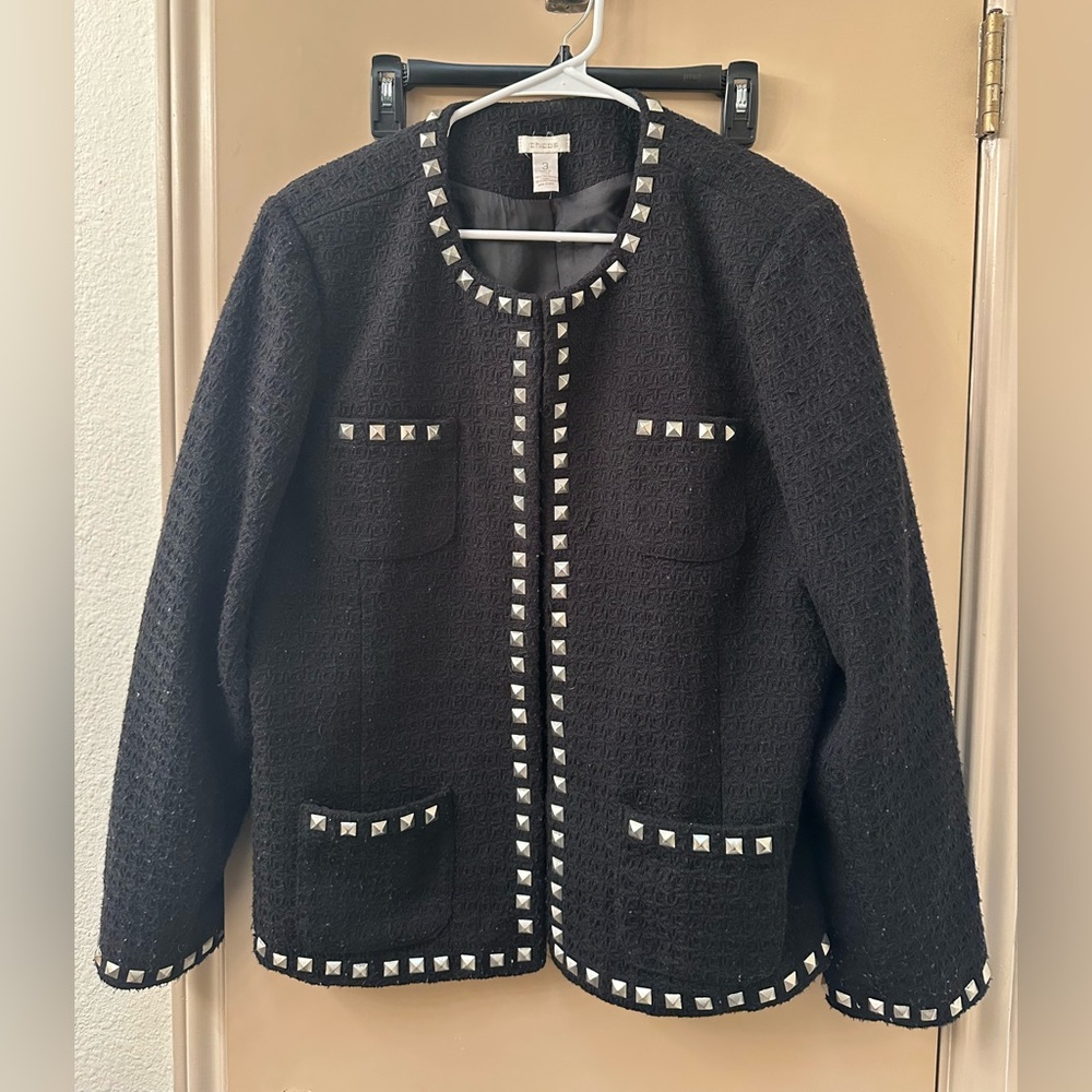 Chico's Black Studded Blazer/Jacket - Picture 1 of 6